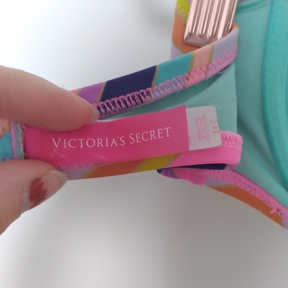 Victoria's Secret Strapless Rainbow Chevron Bikini Top Size 34C - Picture 5 of 8